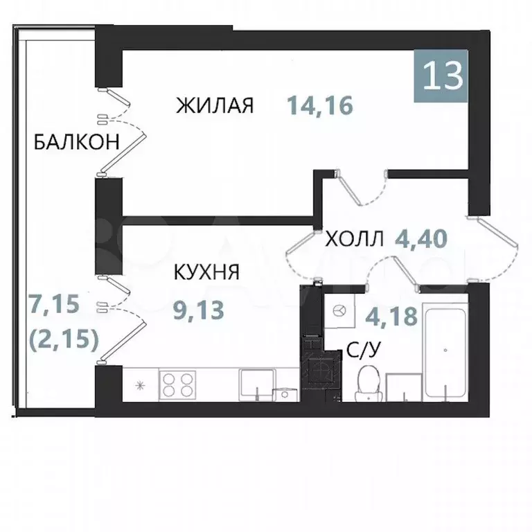 1-к. квартира, 34 м, 2/5 эт. - Фото 0