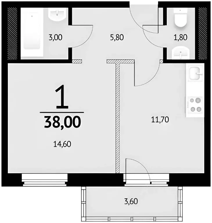 1-к кв. Ростовская область, Ростов-на-Дону ул. Еременко, 112 (40.0 м) - Фото 1