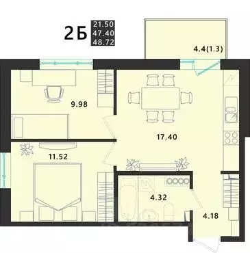 2-к кв. Псковская область, Псковский район, Завеличенская волость, д. ... - Фото 1