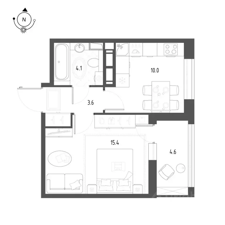 1-к кв. Омская область, Омск Зеленая река мкр, 1 (35.4 м) - Фото 0