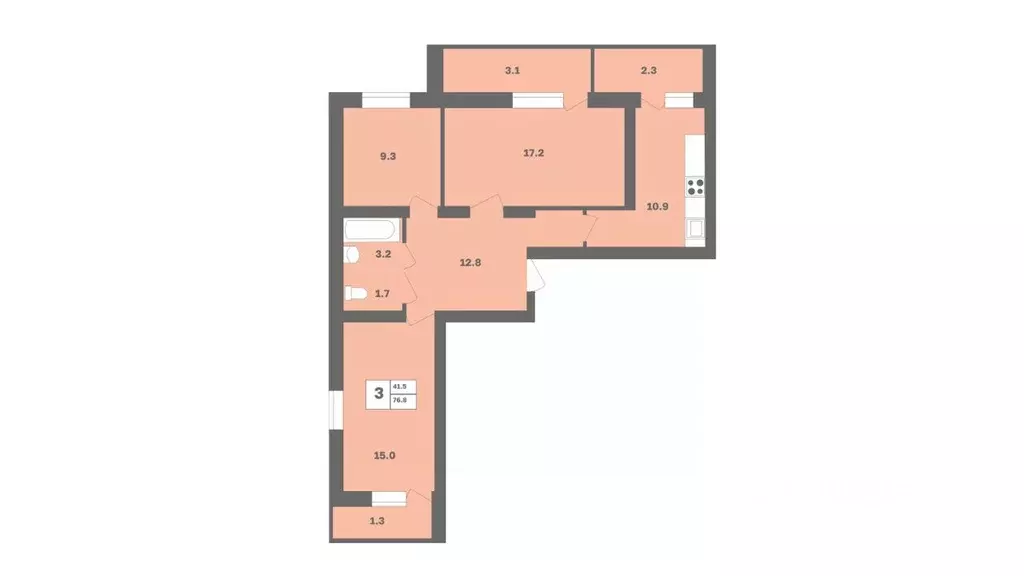 3-к кв. Башкортостан, Уфа Дагестанская ул., лит12 (76.8 м) - Фото 1