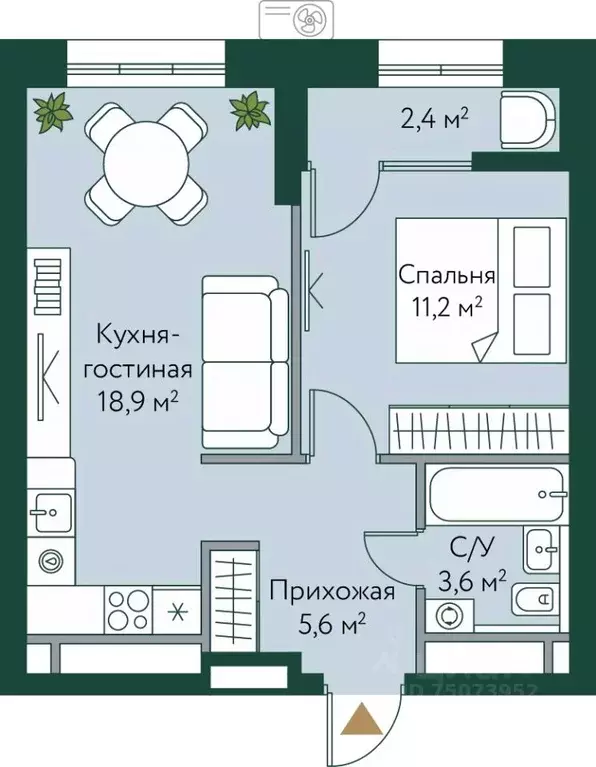 1-к кв. Волгоградская область, Волгоград Новосибирская ул., 74с1 (41.7 ... - Фото 0