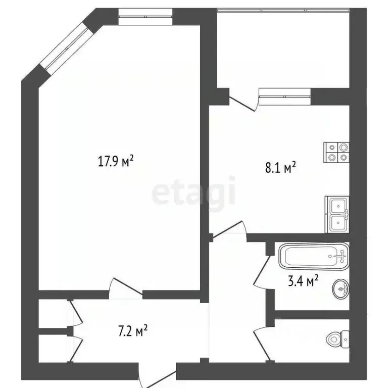 1-к кв. Ямало-Ненецкий АО, Новый Уренгой Юбилейный мкр, 5/5 (38.8 м) - Фото 2