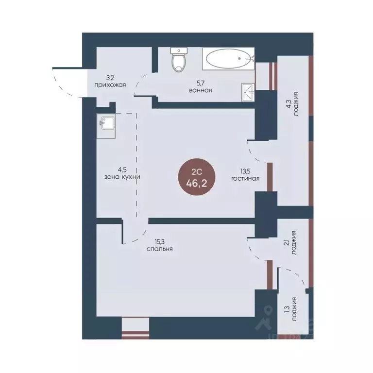 2-к кв. Томская область, Томск Телецентр мкр, ул. Белозерская, 10/1 ... - Фото 1