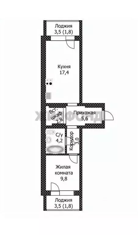 1-к кв. Алтайский край, Барнаул ул. Солнечная Поляна, 69 (46.4 м) - Фото 1