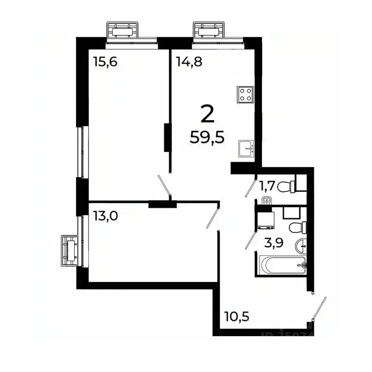 2-к кв. Нижегородская область, Нижний Новгород ул. Коперника, 15 (59.5 ... - Фото 1