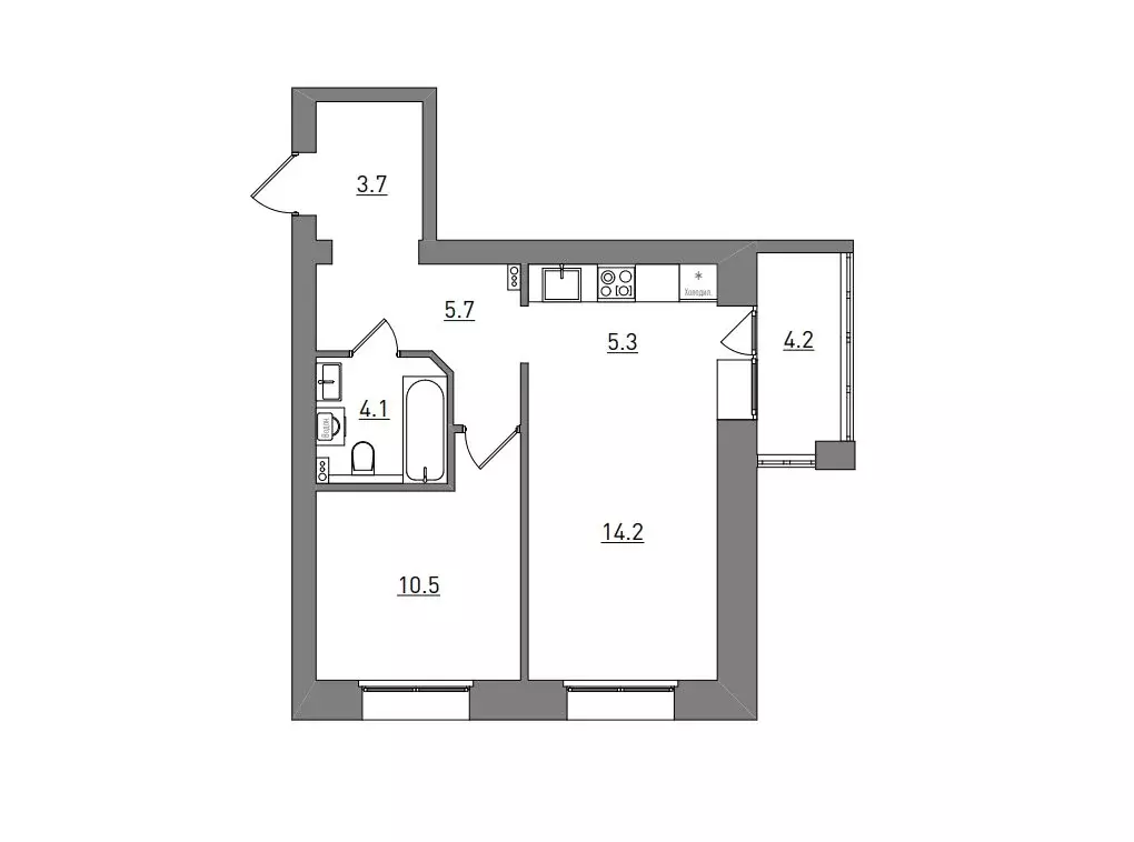 2-комнатная квартира: Чистые Пруды, Парковая улица, 1В (47.7 м) - Фото 1