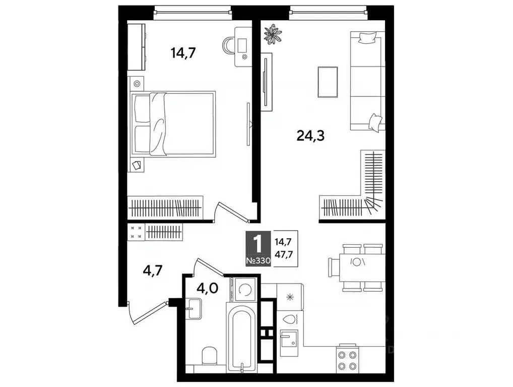 1-к кв. Краснодарский край, Краснодар ул. Анны Ахматовой, 6/1 (46.9 м) - Фото 1