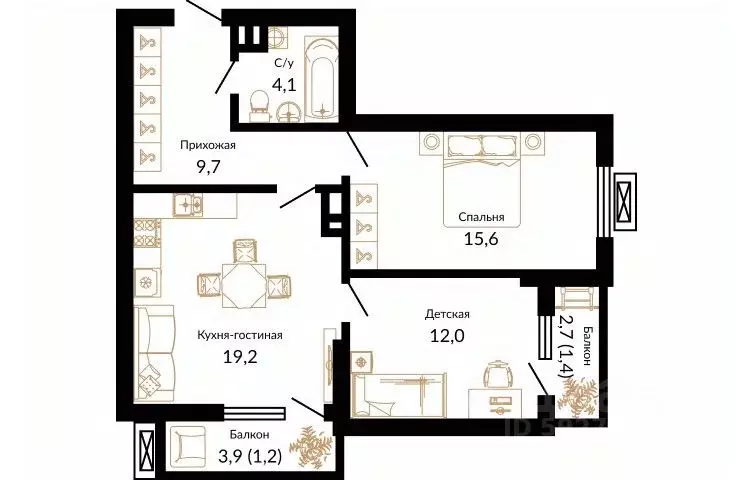 2-к кв. Краснодарский край, Краснодар ул. Даниила Смоляна, 71к1 (63.2 ... - Фото 0