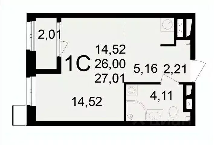 1-к кв. Рязанская область, Рязань Свобода жилой комплекс (27.54 м) - Фото 1