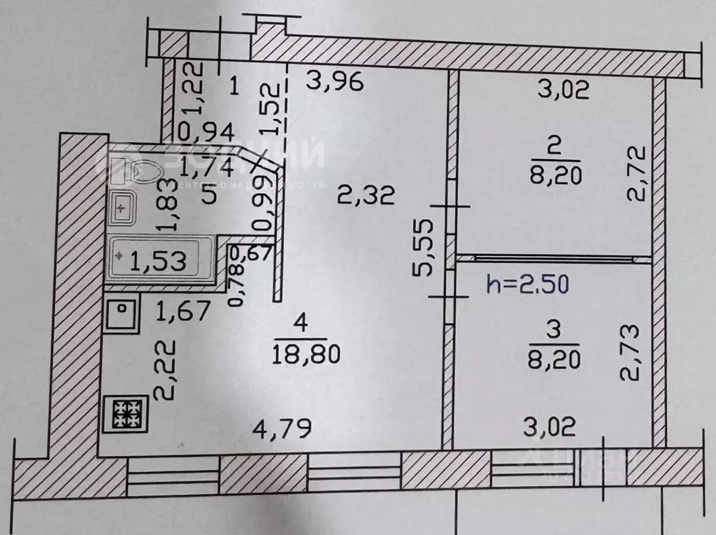 2-к кв. Чувашия, Чебоксары Привокзальная ул., 10 (41.0 м) - Фото 2