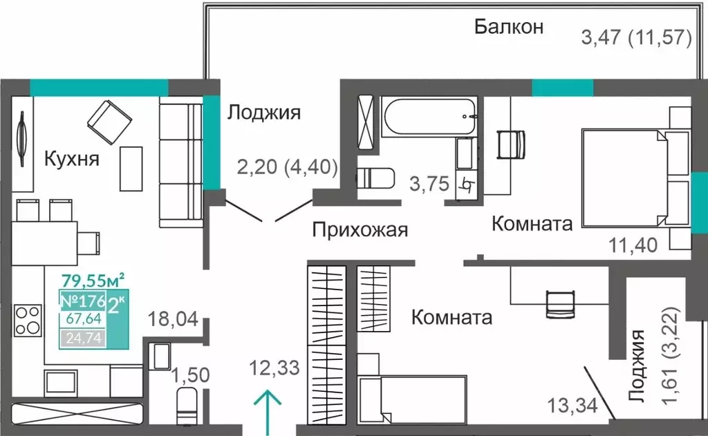 2-к кв. Крым, Симферополь Крымская роза мкр, Абрикос жилой комплекс ... - Фото 0