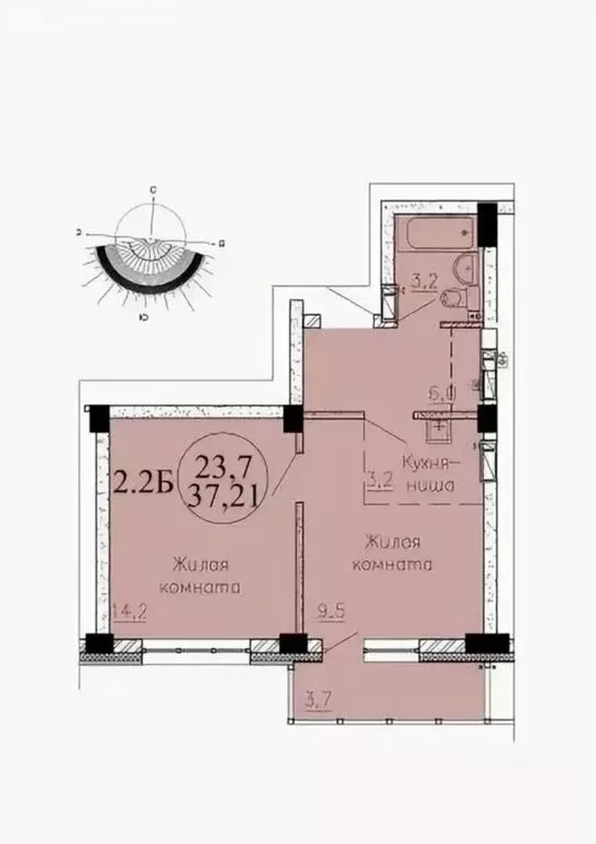 1-комнатная квартира: Новосибирск, улица Пархоменко, 23 (37 м) - Фото 1