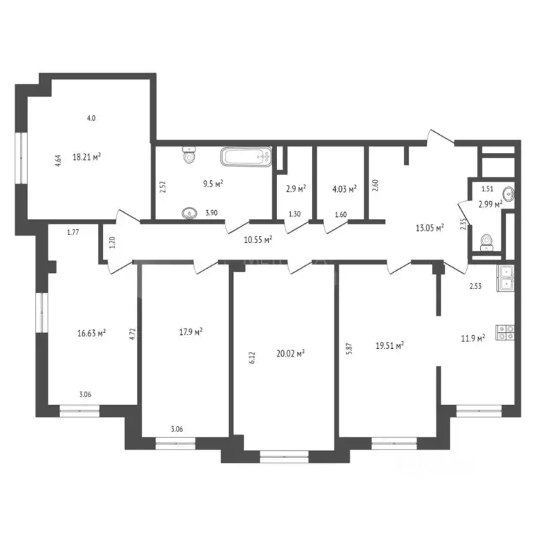 5-к кв. Тюменская область, Тюмень Северная ул., 3 (96.0 м) - Фото 1