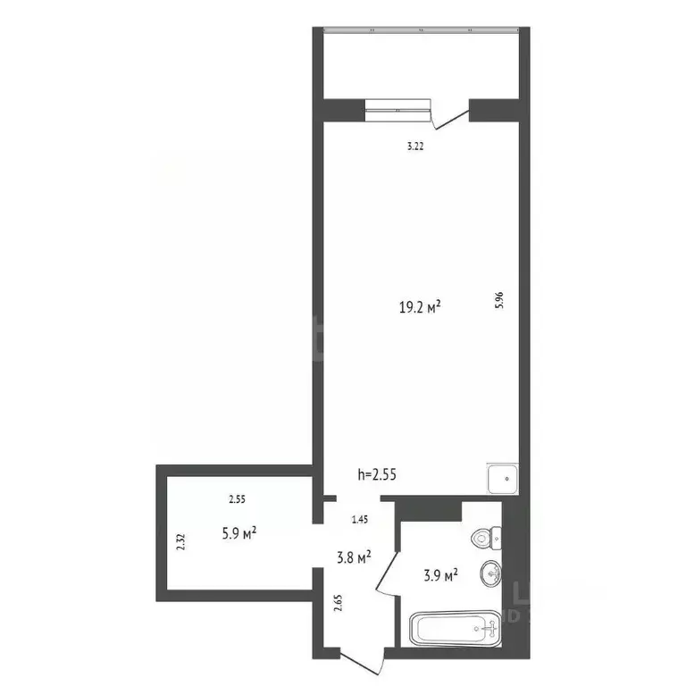 Студия Красноярский край, Красноярск Лесопарковая ул., 25 (32.8 м) - Фото 1