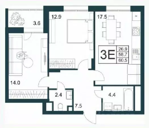 2-к кв. Липецкая область, Липецк Минская ул., 4Вк2 (60.5 м) - Фото 1