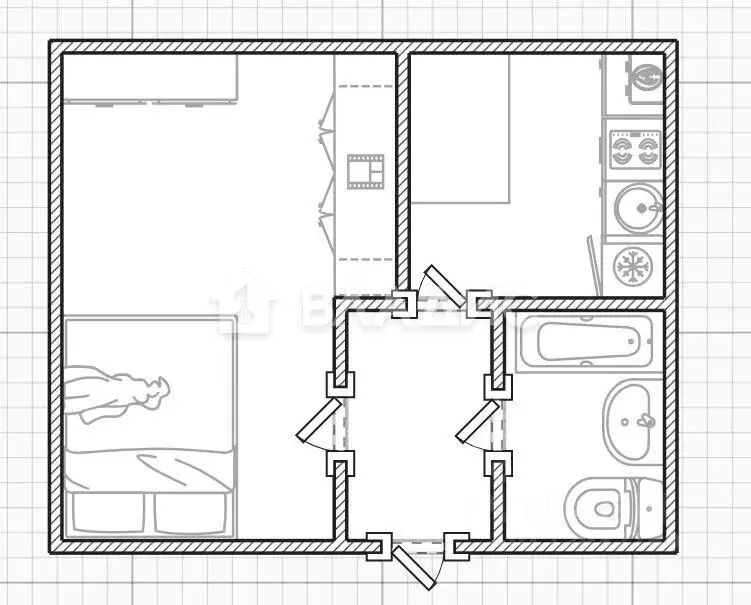 1-к кв. Пензенская область, Пенза ул. Краснова, 39 (21.2 м) - Фото 2