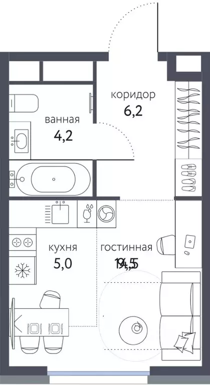 Студия Москва Сиреневый парк жилой комплекс (24.9 м) - Фото 0