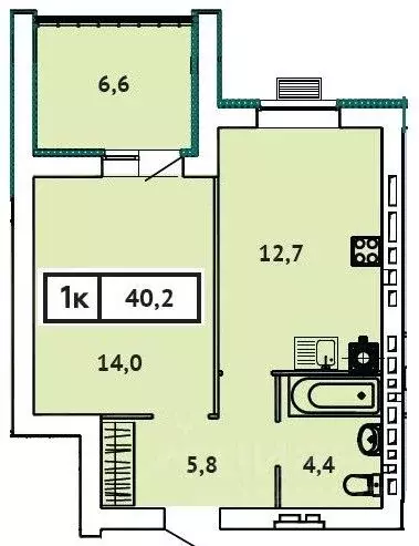 1-к кв. Ивановская область, Иваново ул. 2-я Чайковского, 40 (40.2 м) - Фото 1