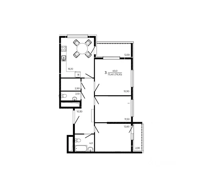 3-к кв. Ростовская область, Ростов-на-Дону Притяжение жилой комплекс ... - Фото 1