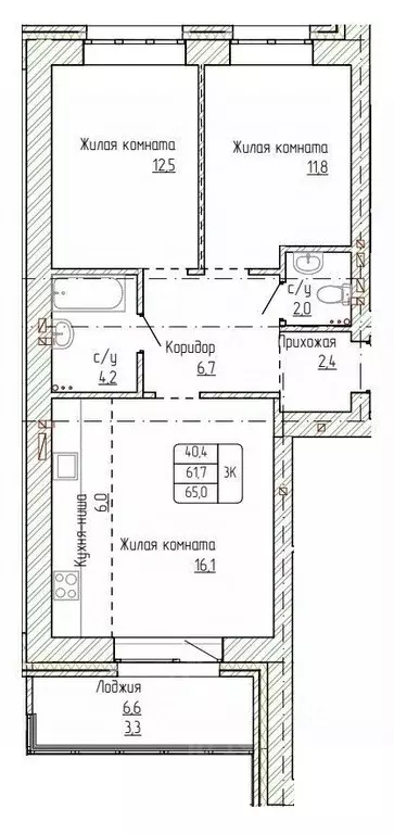 3-к кв. Алтайский край, Новоалтайск ул. Титова, 6 (65.0 м) - Фото 0