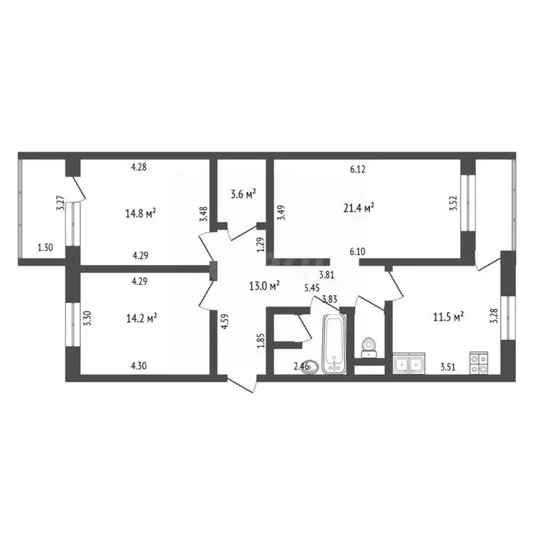 3-к кв. Костромская область, Кострома ул. Ленина, 82 (96.6 м) - Фото 2