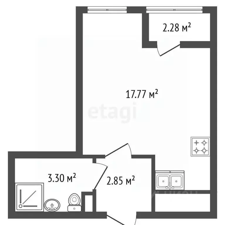 Студия Санкт-Петербург 1-й Предпортовый проезд, 1с1 (23.92 м) - Фото 2