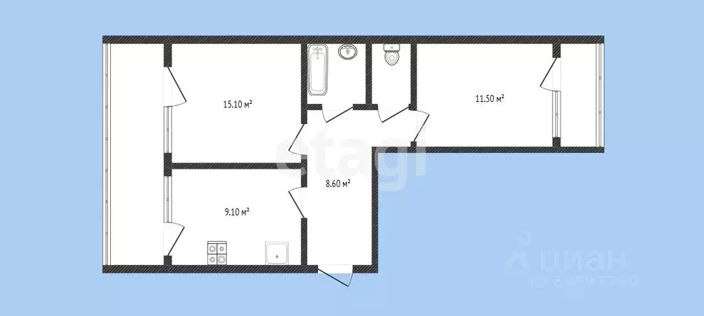 2-к кв. Карачаево-Черкесия, Черкесск ул. Космонавтов, 76 (48.2 м) - Фото 1