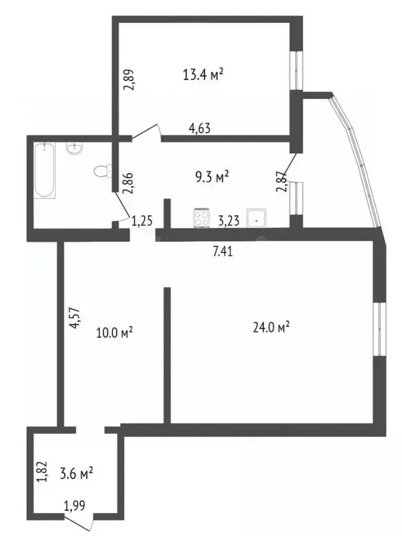 2-к кв. Тюменская область, Тюмень ул. 30 лет Победы, 50к1 (69.4 м) - Фото 1