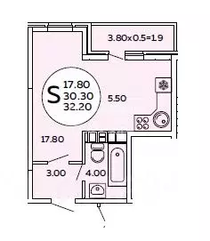 Студия Краснодарский край, Краснодар ул. Командорская, 5/1 (34.0 м) - Фото 1