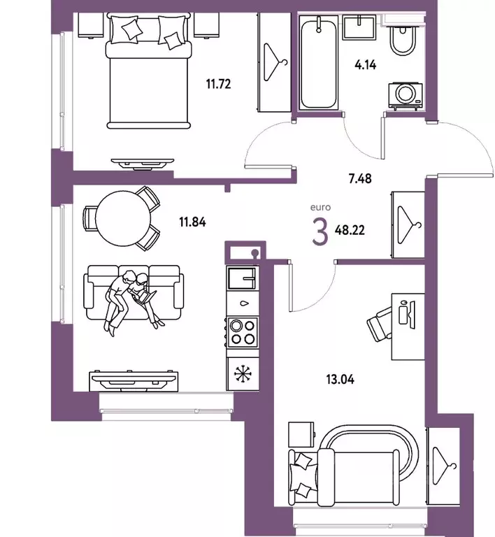 3-к кв. Свердловская область, Екатеринбург ул. Шефская, 28А (48.22 м) - Фото 1