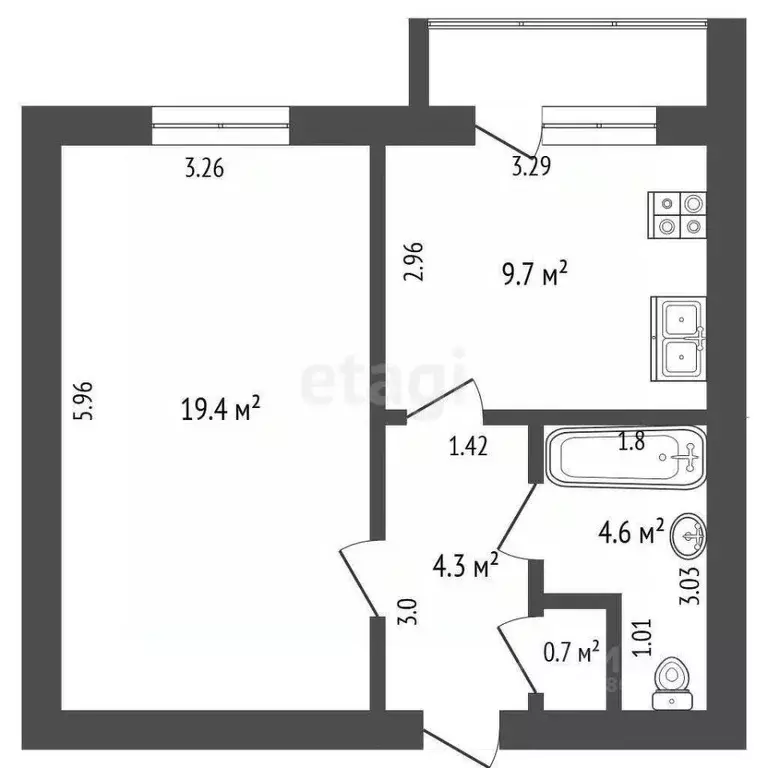 1-к кв. Ростовская область, Азов Азовский район, Ленинградская ул., ... - Фото 2
