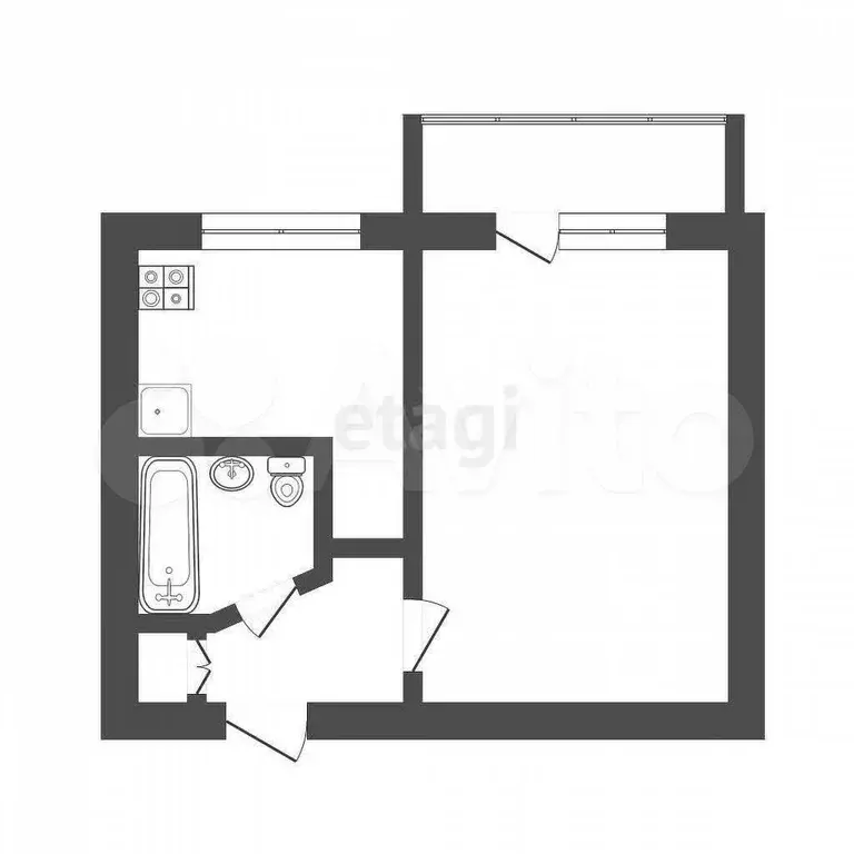 1-к. квартира, 28 м, 3/5 эт. - Фото 0