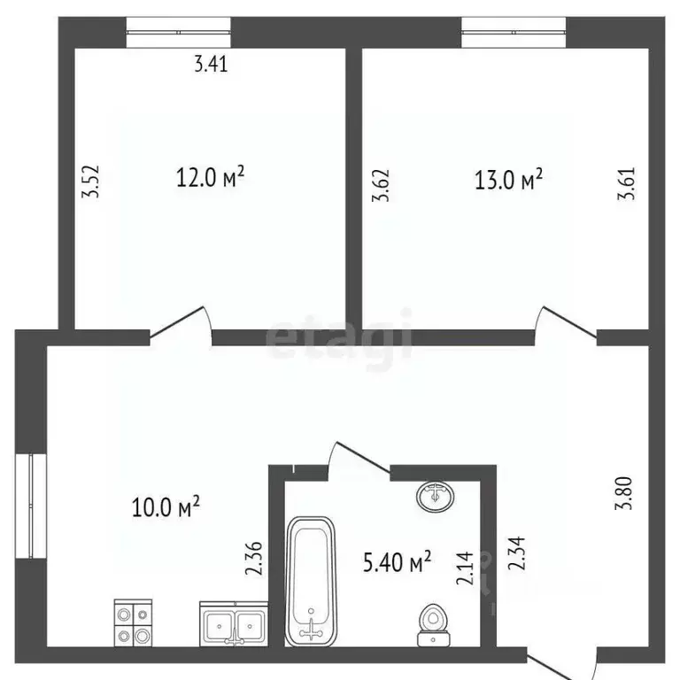 2-к кв. Псковская область, Себеж ул. Новая, 59Г (40.4 м) - Фото 1