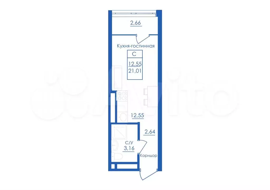 Квартира-студия, 21 м, 25/25 эт. - Фото 0