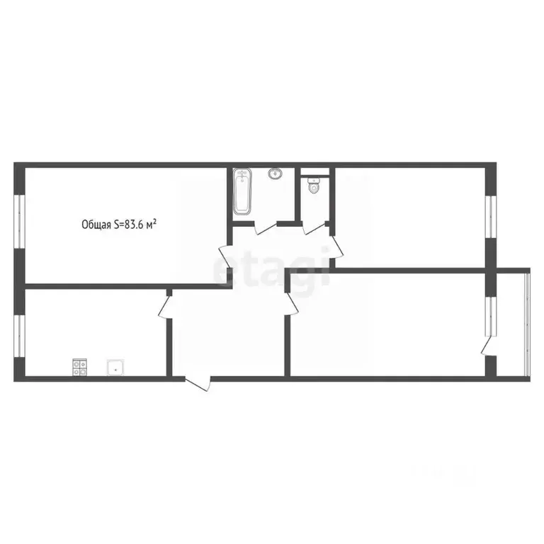 3-к кв. Кемеровская область, Кемерово ул. Мичурина, 58к3 (83.6 м) - Фото 1