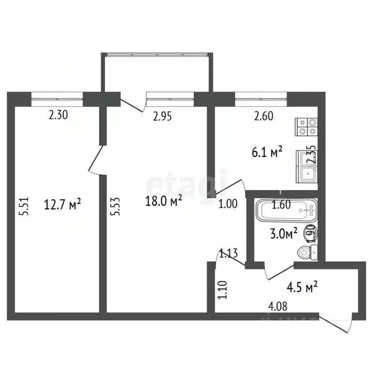2-к кв. Кемеровская область, Кемерово просп. Ленина, 38 (44.3 м) - Фото 2