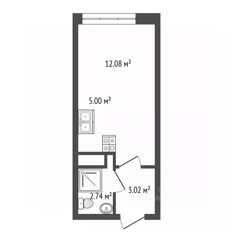 Студия Санкт-Петербург наб. Миклухо-Маклая, 3к1 (22.8 м) - Фото 1