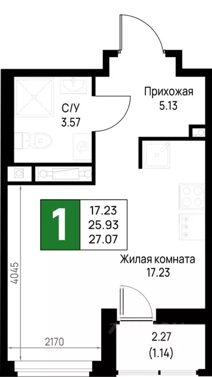 1-к кв. Ленинградская область, Всеволожский район, Свердловское ... - Фото 1