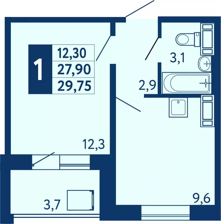 1-к кв. Башкортостан, Уфа ул. Генерала Кусимова, 20 (29.7 м) - Фото 1