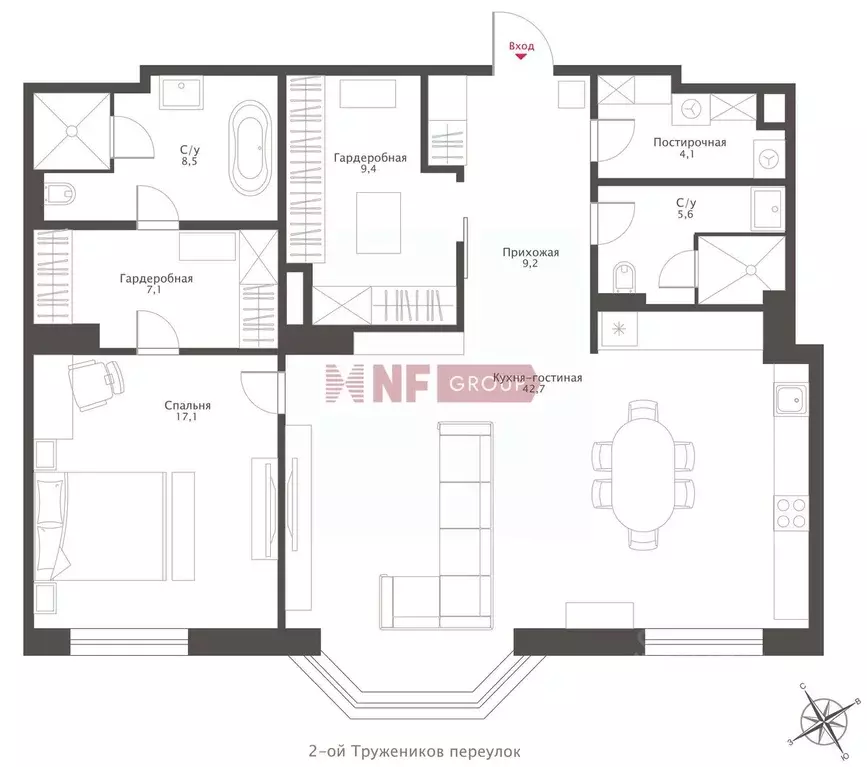 3-к кв. Москва пер. 1-й Тружеников, 12А (103.1 м) - Фото 2