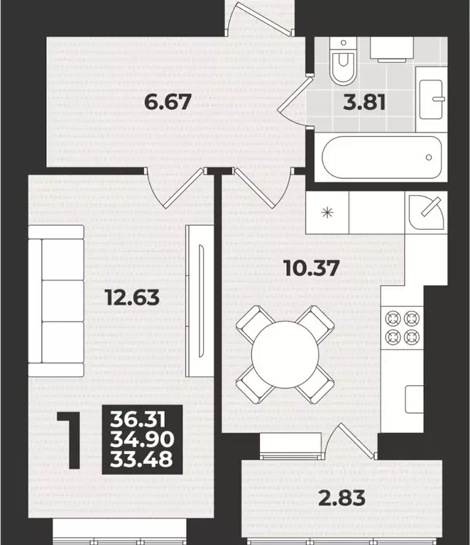 1-к кв. Калининградская область, Калининград ул. Героя России ... - Фото 1