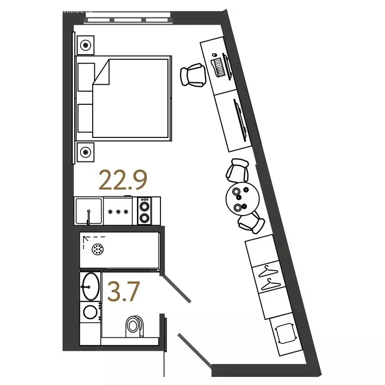 Квартира-студия: Санкт-Петербург, Ташкентская улица, 6к2 (26.6 м) - Фото 0