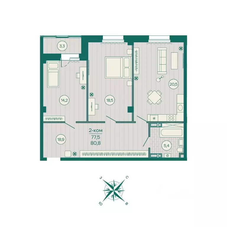 2-к кв. Приморский край, Владивосток Русская ул., 5А (80.8 м) - Фото 0