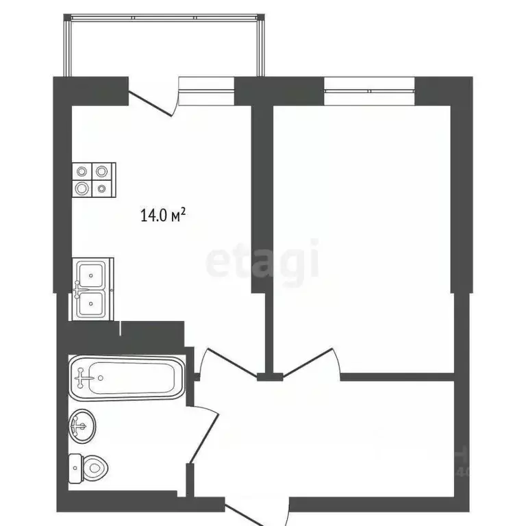 1-к кв. Тюменская область, Тюмень Таежная ул., 2 (34.8 м) - Фото 2