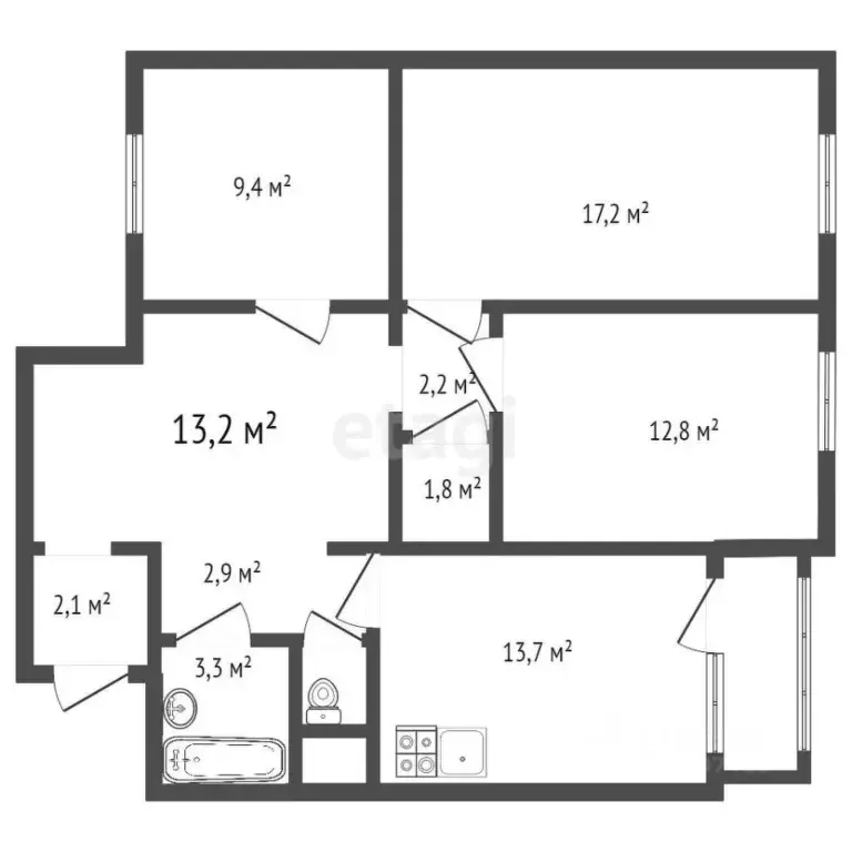 3-к кв. Санкт-Петербург просп. Маршака, 4 (79.6 м) - Фото 1