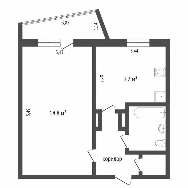 1-комнатная квартира: Омск, улица Рокоссовского, 16 (36.6 м) - Фото 1