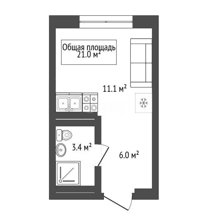 Квартира-студия: Новосибирск, Ипподромская улица, 15 (21 м) - Фото 0