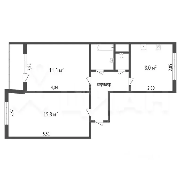 2-к кв. Омская область, Омск ул. Степанца, 10 (47.2 м) - Фото 1