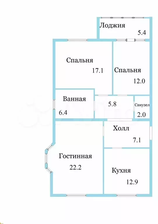 3-к. квартира, 85,5 м, 3/5 эт. - Фото 0